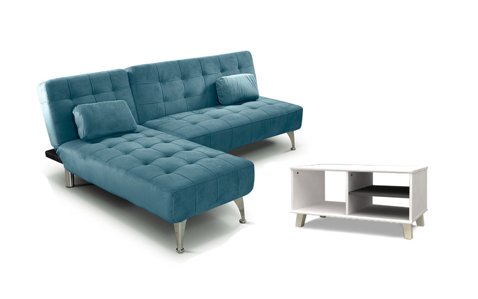Sofa Cama Chaise Longue XS + Mesita de Centro DN