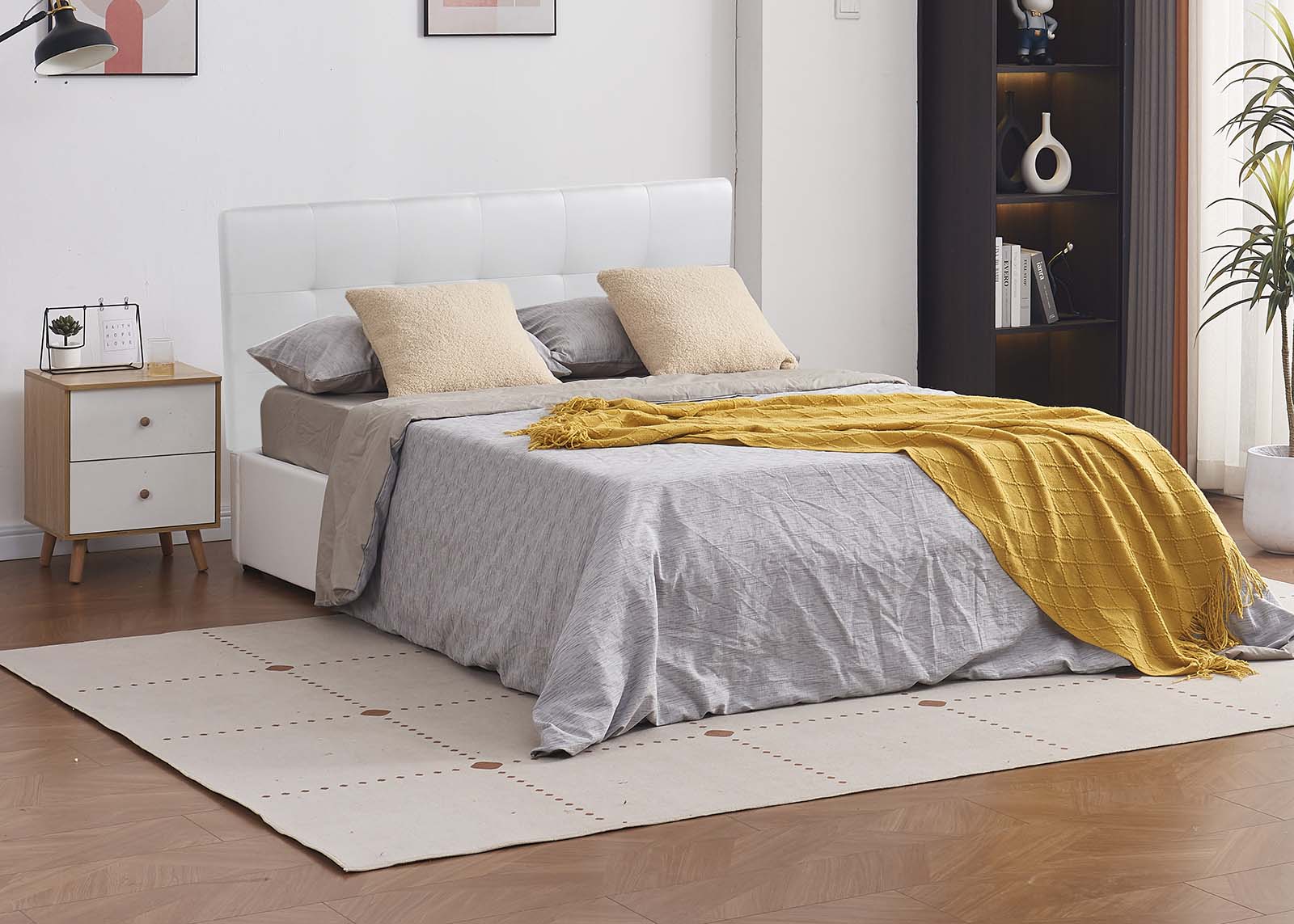 Dormitorio TAO (Estructura de cama 135 + Cabecero + 2 Mesitas) al mejor  precio de Internet