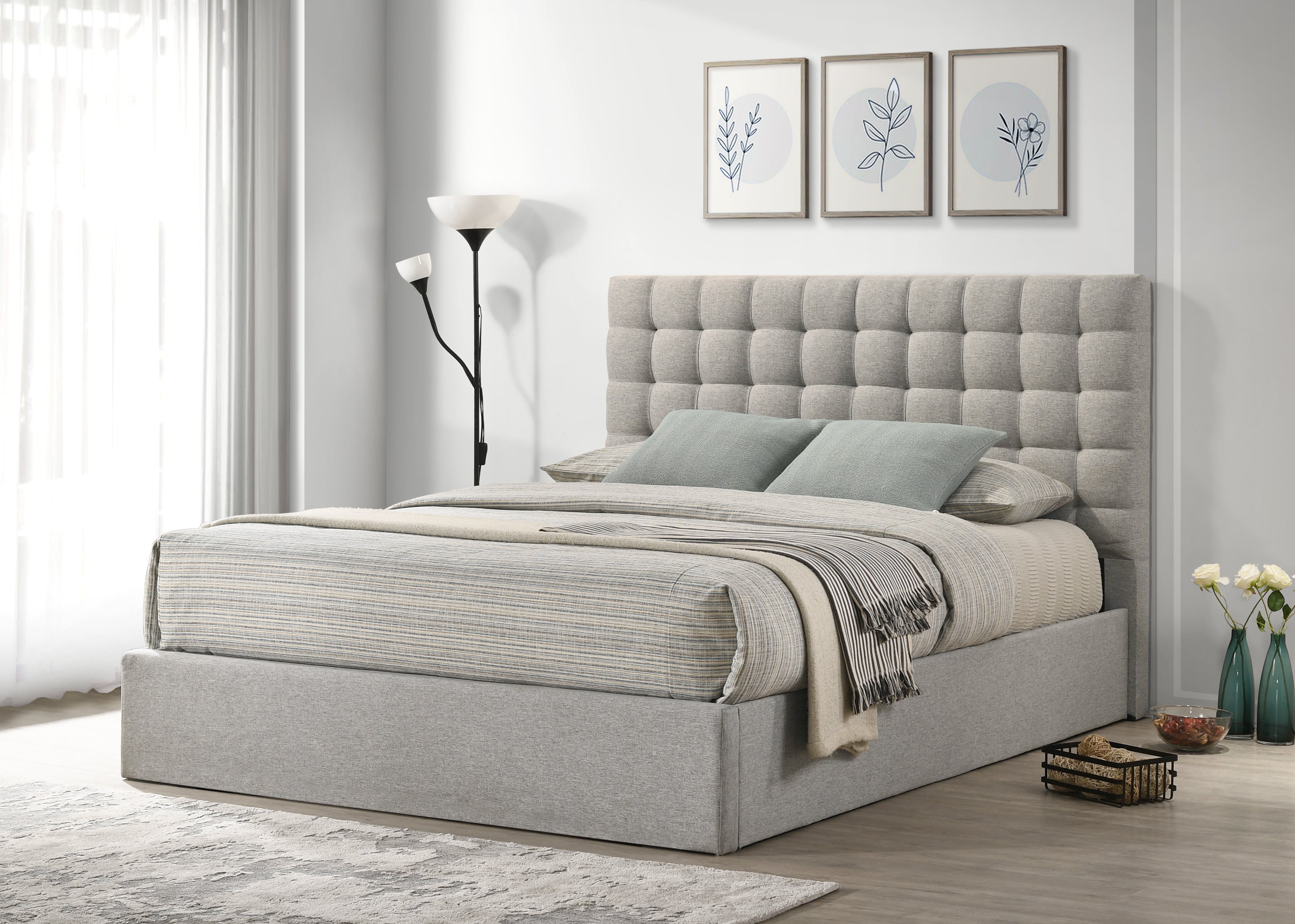 Camas con canapé abatible cama hidráulico adulto cabecero ajustable gris  claro 90x200 cm