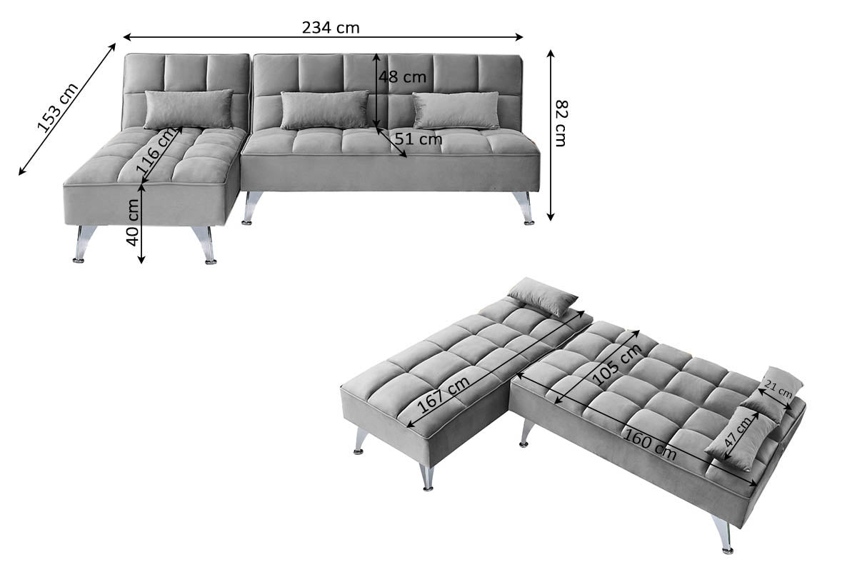 Sofa Cama Chaise Longue Noelia XL 234cm