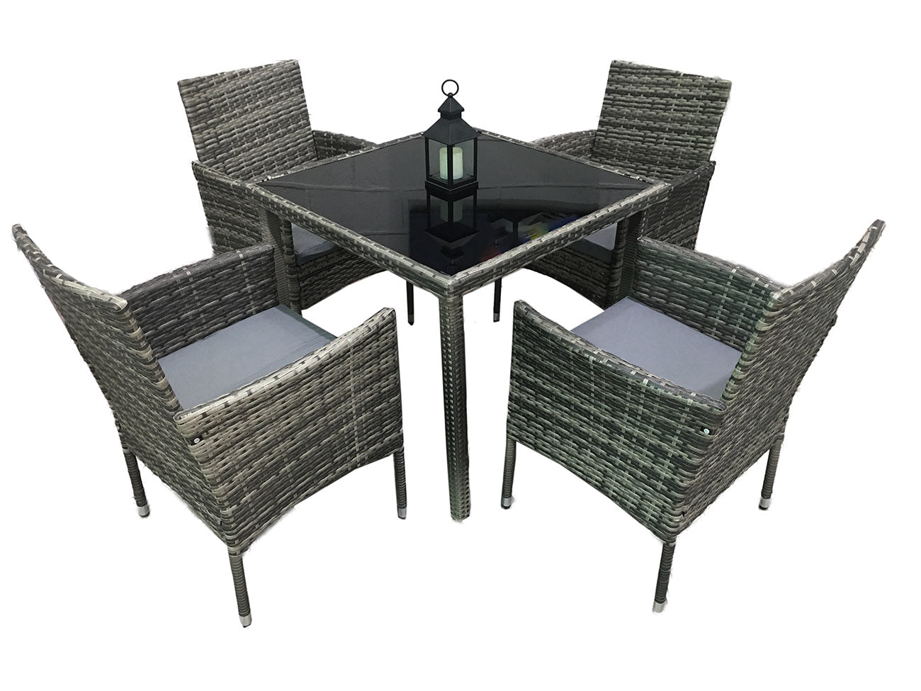 Mesa Cuadrada + 4 Sillas de Ratan PE. Muebles de Jardin y Terraza – Easy  Mobel