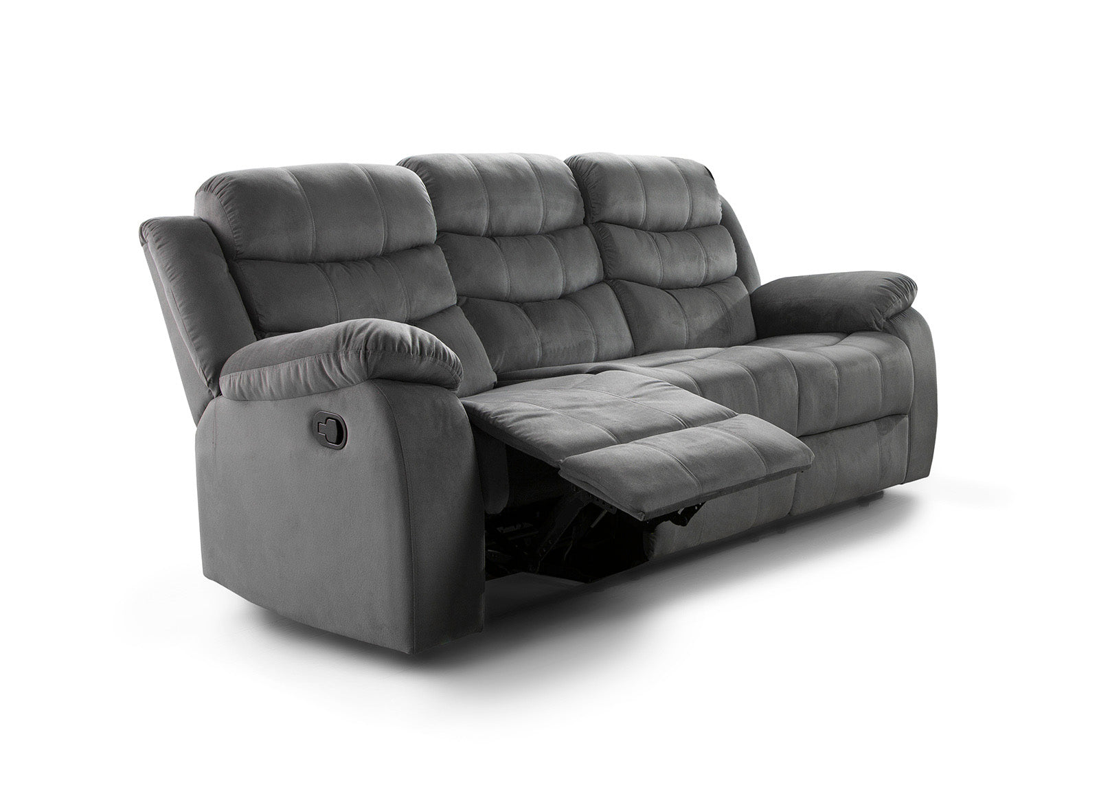 Sofá reclinable, sofá reclinable de pared de piel sintética, sofá  reclinable manual de 3 plazas con respaldo medio abatible/soporte para  tazas