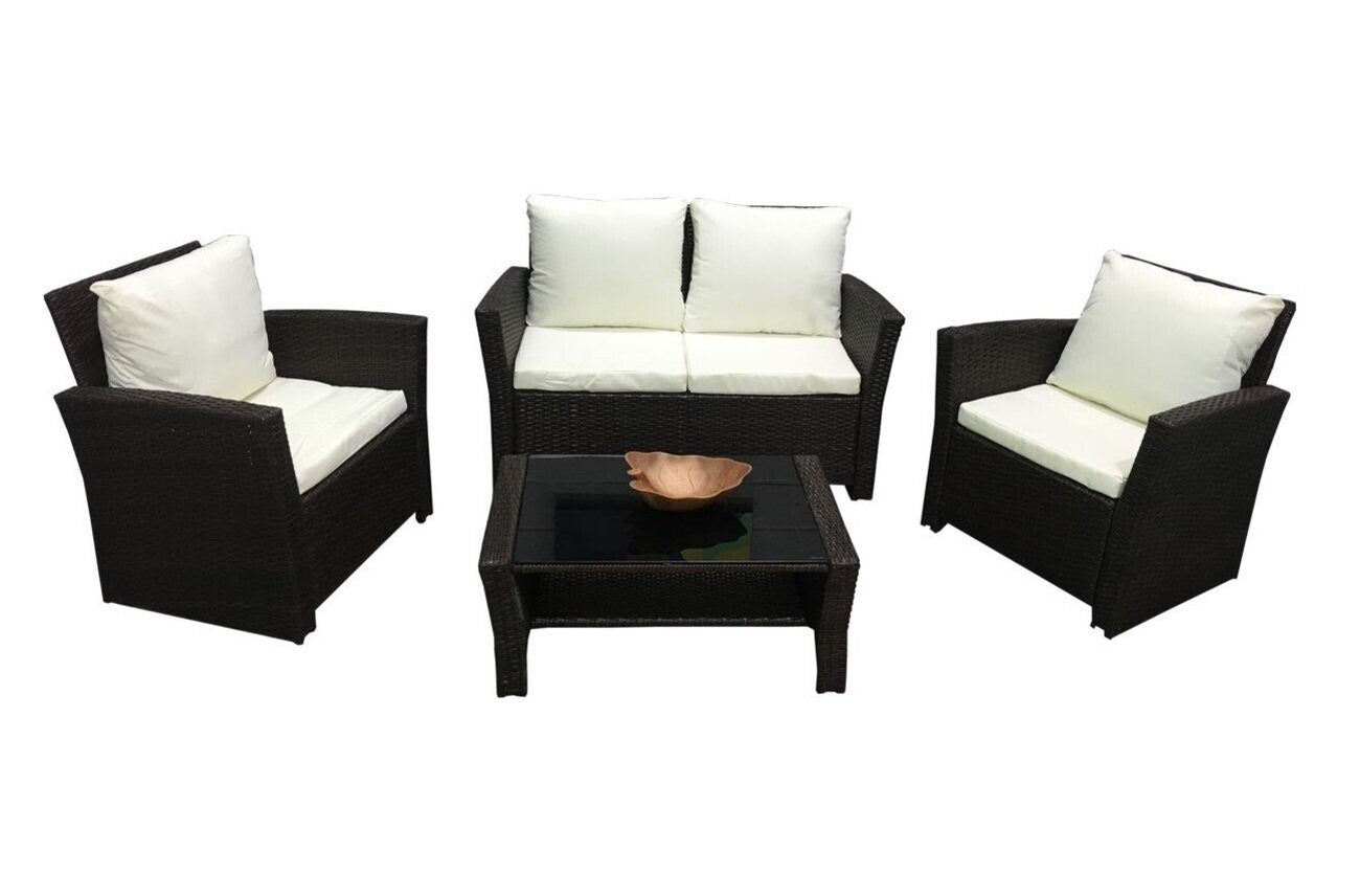 Sofa + 2 Sillas + Mesa de Ratan PE. Muebles de Jardin y Terraza