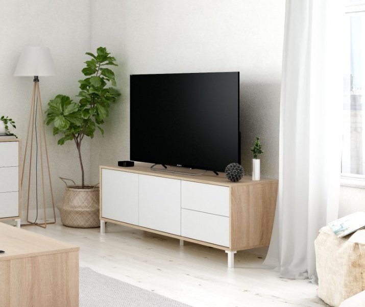 Mueble de salón y TV Zia blanco y gris 200x180x41 cm