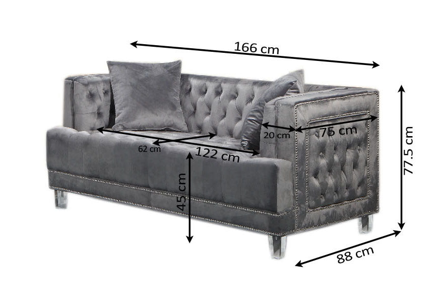 Sofa 2 Plazas Inok 166x88 cm. Estilo Chester