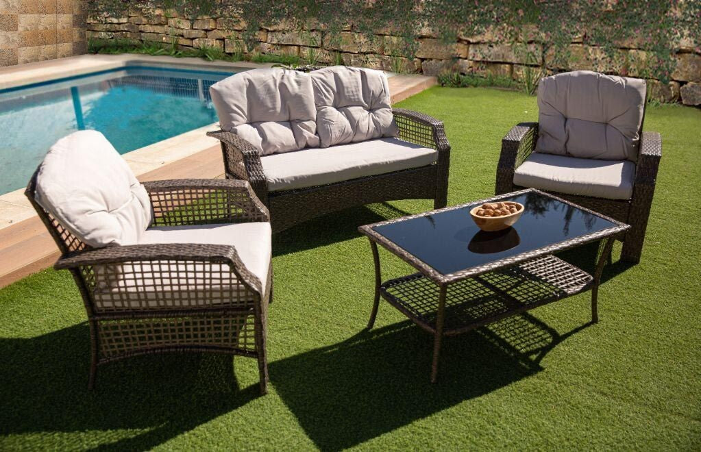 Sofa + 2 Sillas + Mesa. Muebles de Jardin y Terraza de Ratan PE