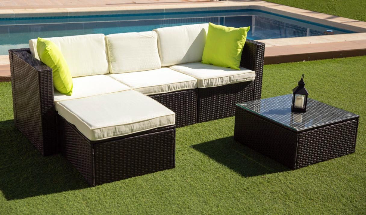 Sofa + 2 Sillas + Mesa. Muebles de Jardin y Terraza de Ratan PE – Easy Mobel