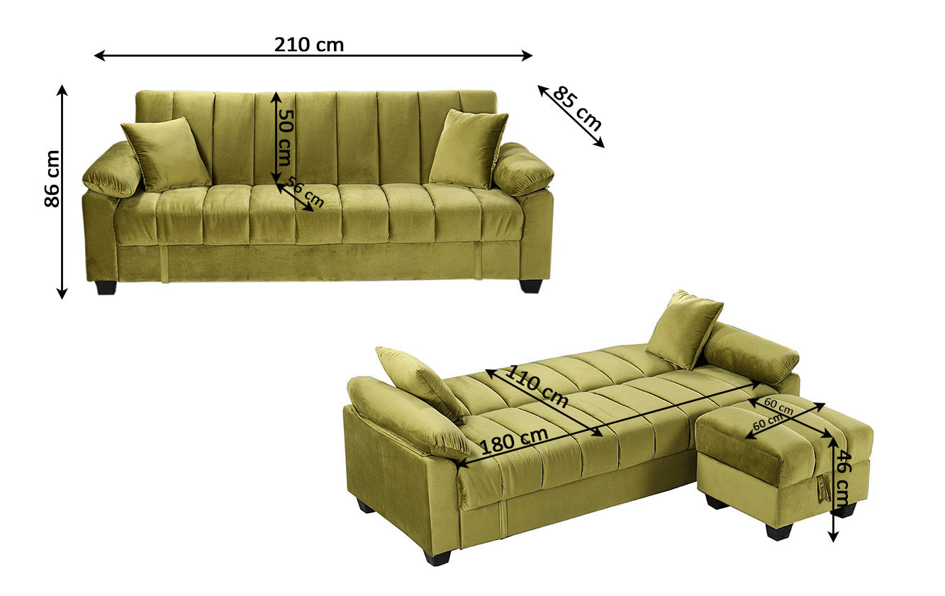 Sofa Cama con Puff Yadhi 210x85cm